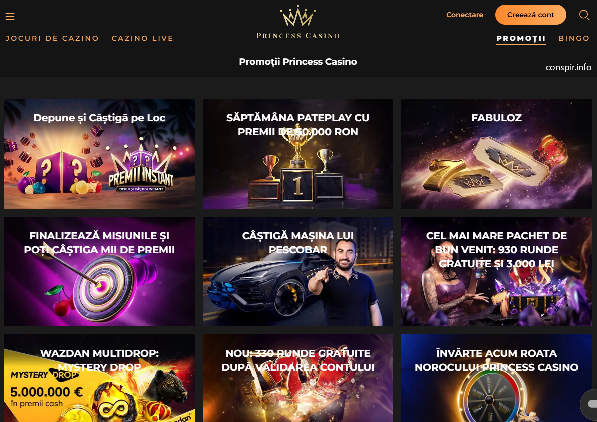 Bonusurile de bun venit la Princess Casino Online